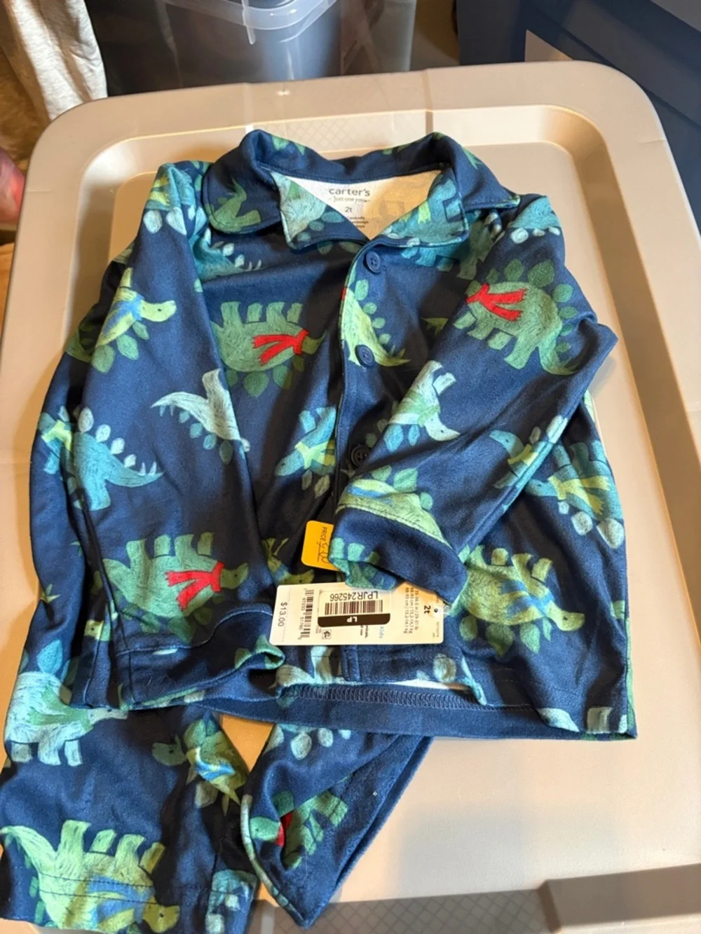 Carter's Navy and Green Dinosaur Pajama Set